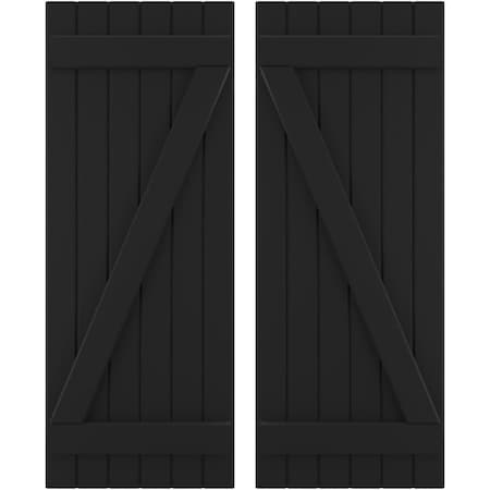 Americraft 6-Board (2 Batten) Wood Joined Board-n-Batten Shutters W/ Z-Bar, ARW102BB621X48BLH